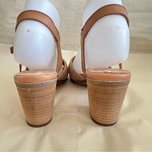 Mariella Boho Sandal Women 8M Ankle Strap Block Heel Leather Woven Italy Comfort - Picture 4 of 10